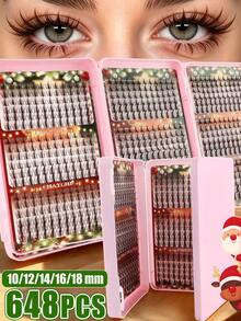 532/560/476PCS Mega Volume Lash Clusters Individual Cluster Lashes D Curl 30D-150D Mixed Density DIY Eyelash Extension Segment Lashes Mixed Length For Home Makeup Beginners - D - View 4