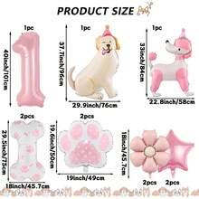 Pink Dog Number Foil Balloon Bouquet Set, Durable Air‑Tight Aluminum ...