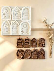 Cetakan Silikon Pintu Peri 3D, Cetakan Pintu Rumah, Cetakan Fondant, Permen, Cokelat, Alat Pembuat Kue untuk Dekorasi Kue DIY, Topper Cupcake, Permen Polimer - Light Grey - View 5