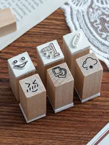 Set Stempel Vintage Pola Santai 25 Buah/Kotak, Stempel Kreatif Termasuk Pola Cuaca, Kehidupan Sehari-hari, dan Suasana Hati, untuk Dekorasi Alat Tulis dan Scrapbooking - Aprikot - View 10