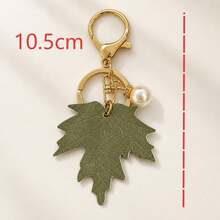 1pc/2pcs Women's Creative Leaf Shaped Pendant With Faux Pearl Inlay, Pearl Charm Keychain, Autumn/Winter Bag Charm, Luggage Accessory - Multicolor - View 7