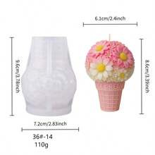 Creative Cone-Shaped Flower Ball Candle Silicone Mold, Creative Flower Series Theme, Soft And Easy To Demold With Clear Texture, Suitable For Candles, Resin, Soap And Other Crafts, Ideal For Home Decor, Art Display, Living Room Decoration And Creative Gift Making, Perfect For Valentine's Day Gift/Birthday Gift/Holiday Gift - White - View 5