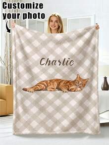 1pc Customized Photo Blanket, Personalized Flannel Blanket With Photo And Text, Office Nap Blanket, Comfortable Blanket, Mother's Day And Father's Day Gift For Parents, Bedding Blanket, Bed Customized Blanket, Customized Text Blanket, Personalized Home Blanket - Multicolor - View 24