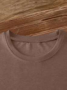 Plus Size Women's Probably Just Gonna Jingle Some Of The Way I'm Tired T-Shirt, Christmas Lights Pattern Crew Neck Short Sleeve Winter Holiday Casual Top - Brown - View 6