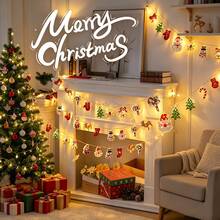 1-Pack 10-LED Christmas Decorative String Lights Featuring Santa Claus, Snowman, Christmas Tree, And Reindeer Motifs; Suitable For Decorating Christmas Trees And Creating A Festive Atmosphere For Home Windows-Perfect For Christmas And New Year Decor. - Christmas String Lights - View 6