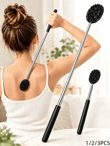 1pc Extendable Back Scratcher With Massage Head, Anti-Slip Rubber Handle Portable Body Massager, Suitable For Home And Travel, Easy To Carry, Great Gift, Household Essential. 1/2/3Pcs - Multiple Styles - View 2