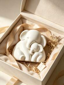 Warm Embracing Mother And Child Elephant Figurine, Minimalist White, Delicate And Soft Texture, Desktop Decor Ornament, Suitable For Home Decoration, Thoughtful Holiday Gift Item, Home Decor Figurine - Multicolor - View 7