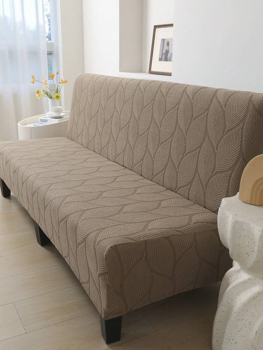 Foldable Jacquard Sofa Cover, Suitable For Armless Sofa Beds . New Style. Easter, Thanksgiving, Wedding Fall Decor - Camel - View 1