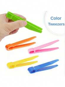 5/3/2/1pcs Colorful ABS Plastic Tweezers, Non-Slip Safety Tweezers, Round Tip, Non-Slip Craft Tweezers, Ideal Learning Tool For DIY, Beading, Scrapbooking, School Projects, Outdoor Exploration, Educational Games And Toys - Multicolor - View 1