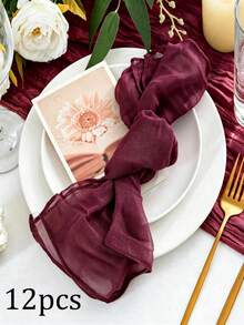 6/12pcs Minimalist Fresh Linen Napkins, Skin-Friendly And Absorbent, Suitable For Parties, Weddings, Restaurants, Table Decor, Breathable And Lightweight - Multicolor - View 29