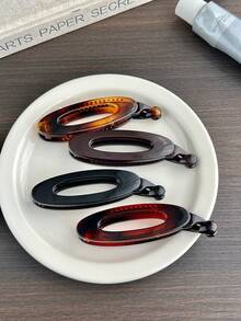 1Pc New Simple Oval Claw Clip For Women – Retro Wide-Edge Hair Clip For High Ponytail & Bun, Back Head Hair Accessory Hair Clips Hair Claws,Hair Slide - Multicolor - View 7
