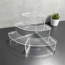 1pc Transparent Acrylic Fan-Shaped Tiered Display Stand, 3-Layer Or 4-Layer Optional, Jewelry, Figurines, Collectibles Multi-Layer Step Display Rack, Detachable Acrylic Display Storage Shelf - 3-tier Fan-shaped Display Stand - View 4