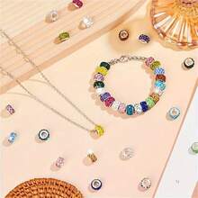 25/35/40/45/50/55Pcs 3-Row Colorful Rhinestone Soft Clay Beads, Random Color Sparkling Large Hole Beads, Perfect For DIY Bracelets, Necklaces, Pendants, Earrings And Bag Charms Crafting - Multicolor - View 3