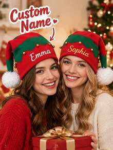 Personalized Christmas Elf Hat, Embroidered Name, Matching Family Hats - Multicolor - View 2