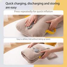 Press-To-Inflate Pillow, Upright Backrest Pillow, Travel Pillow, Portable Airplane Car Nap Pillow, Travel Pillow - Grey - View 7
