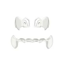 Hip Hop Double Single-Sided Hollow Gold Tooth Caps, Left And Right Canine Teeth Halloween Costume Accessory - Multicolor - View 11