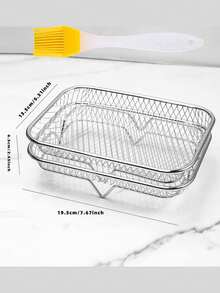 1 Set Stackable Air Fryer Basket - Stainless Steel Cooking Rack, Suitable For Chicken Wings, Bread - Space-Saving Design, Even Heat Distribution, Easy To Clean - Fits Most Air Fryers, Kitchen Accessory, Durable Cookware - Multicolor - View 8
