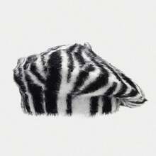 1pc Redisu Animaruhand Soft Plush Hat, Sofuto Autumn/Winter Zebra Stripe Photo Collection, Daily Wear, Suitable For Photography - A - View 2