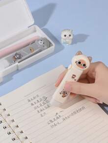 1pc/2pcs/4pcs Kawaii Cat Retractable Eraser, Push-Pull Design Cartoon Kitties Style Less Dust Cleaning Tools For Pencil Correcting, Student Back To School Gift Reward - Multicolor - View 5