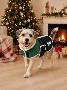 1 Dog Winter Coat, Fleece Lined Puppy Jacket, Adjustable Easy To Put On And Take Off Pet Vest | Cold Weather Snow Suit, Suitable For Small Dogs - Dark Green - View 4
