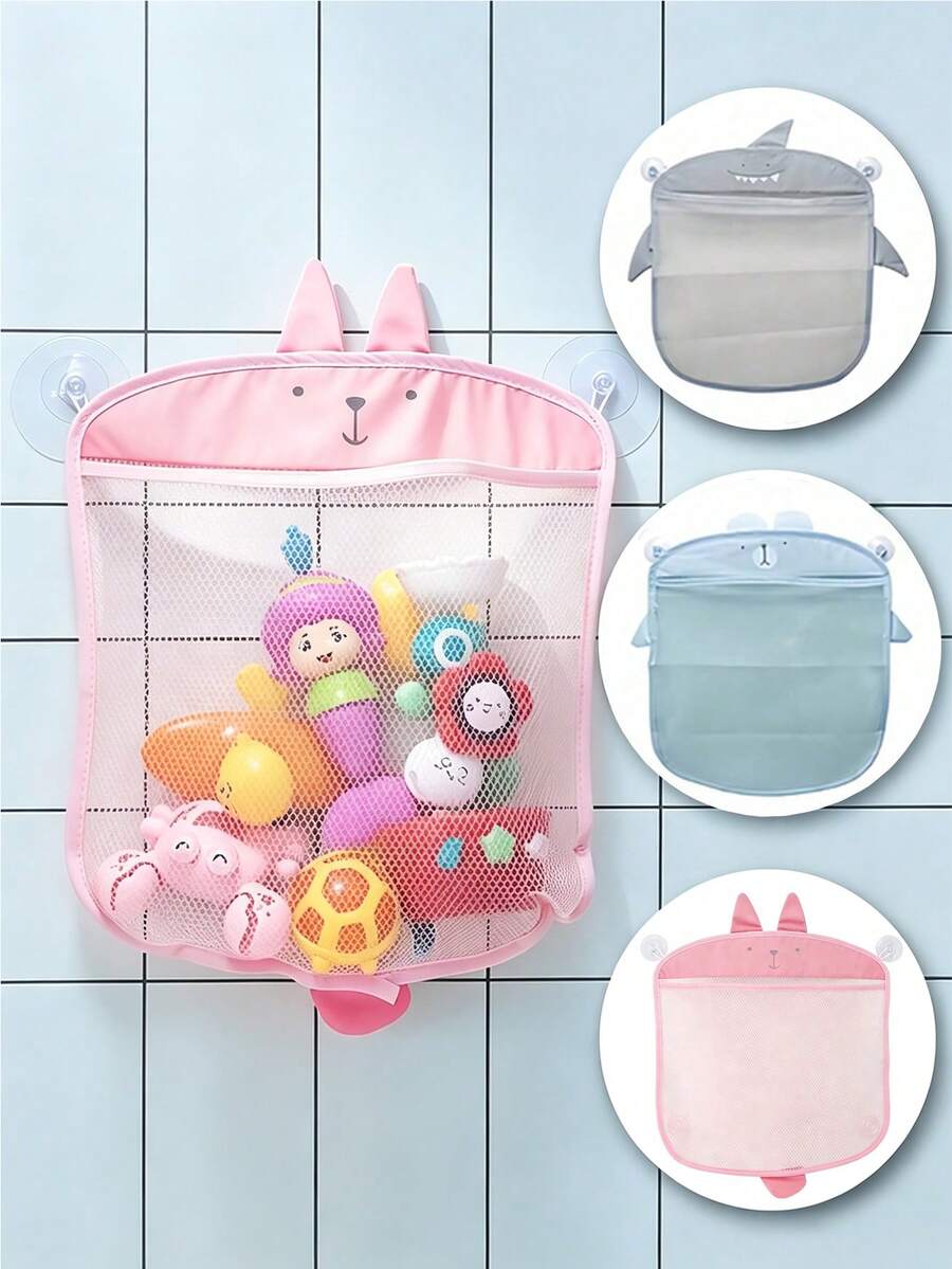 1 Set Cartoon Mesh Storage Hanging Basket, Colorful Multi-Functional Bathroom Children's Bath Storage Bag, Suction Cup Hanging Bag - Multicolor - View 1
