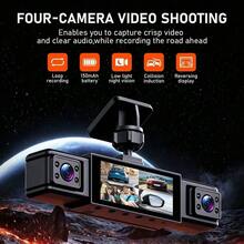 Dash Cam, 4-Channel Black Box Dash Cam, Car Dash Cam, Left/Right/Front/Rear Camera, Wide Angle, Adjustable Lens, Loop Recording, Night Vision, 150mAh Battery - 4 Camera - View 3