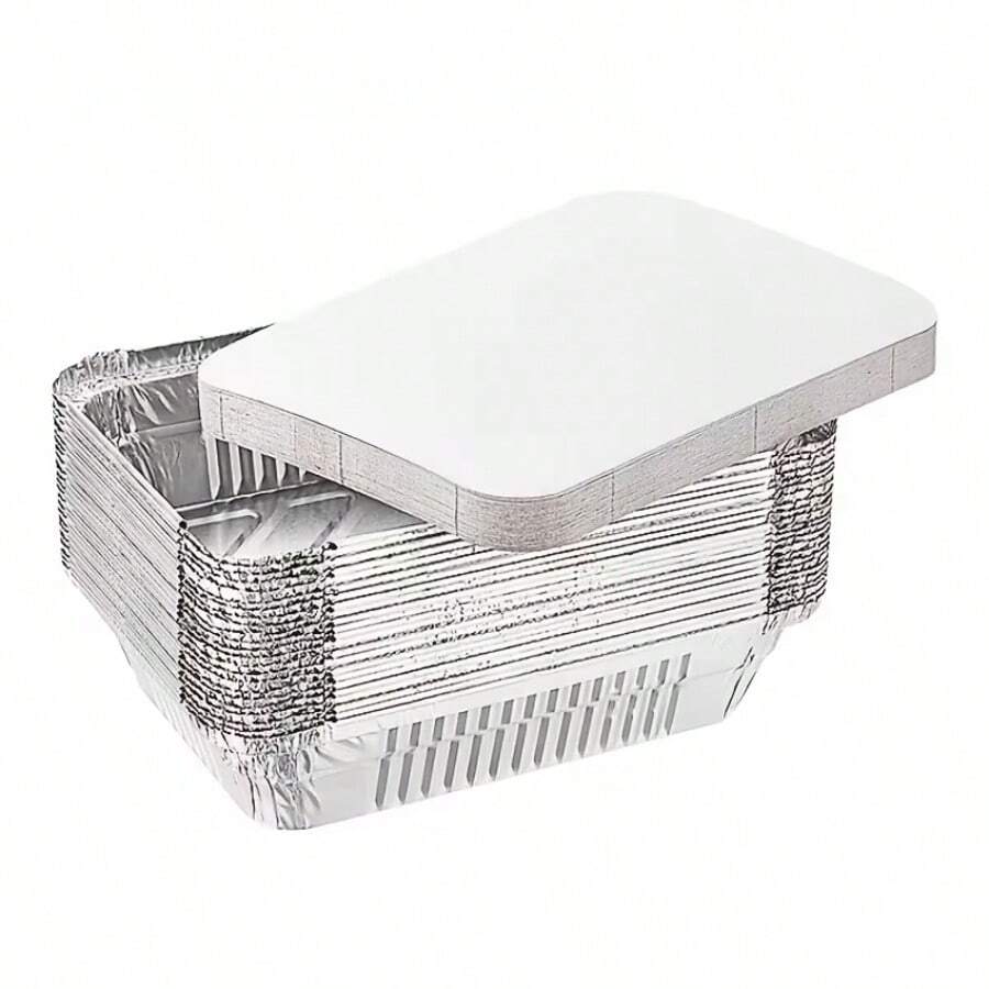 20/50Pcs Disposable Aluminum Foil Baking Pans Set With Lids, Perfect For Cooking, Baking, Catering, Food Preparation, Takeout And Freezing