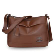 Men's Large Capacity Vintage Soft Leather One Shoulder Tote Bag, Casual Commute Multi-Compartment Versatile Crossbody Handbag - Multicolor - View 4