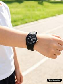 1pc New Fashionable Minimalist Black Quartz Watch, Suitable As A Holiday Gift - Black - View 2
