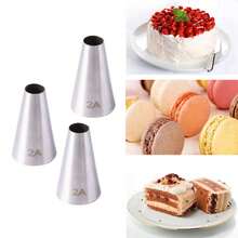 3pcs Large Round Metal Cake Cream Decorating Piping Tips, Stainless Steel Piping Nozzles, Baking Tools #1A #2A #3A - Multicolor - View 8