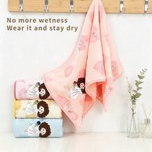Set 2 Handuk Bulu Karang Lembut - Handuk Wajah dan Handuk Mandi Bordir Kartun Lucu, Handuk Flanel Super Menyerap Cepat Kering Cocok untuk Kamar Mandi, Gym, SPA - MultiWarna - View 3
