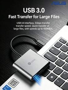 ASUS Docking station HC301 Type-C, output video definisi tinggi 4K, pengisian cepat PD 100W, adaptor multi-antarmuka untuk laptop dan ponsel. - View 1