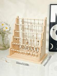 Solid Wood Multi-Layer Jewelry Display Stand, 4-6 Tier Detachable Earring & Bracelet Storage Rack, Multi-Functional Home Decor Display Shelf, INS Style Vanity Organizer Box, Suitable For Counter, Home And Store - Multicolor - View 10