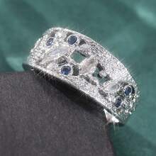 Wide Luxury Copper Ring, Women's Engagement Wedding Matching Jewelry - Silver - View 2