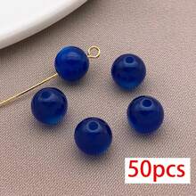 50pcs Multicolor 8mm Cat Eye Resin Round Beads Smooth Polished Loose Beads With Hole For DIY Handmade Beading Jewelry Making Craft Supplies - Multicolor - View 17