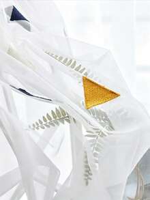 1pc Rod Pocket Triangle Print Sheer Curtain, Yellow & Black Geometric Pattern, Soft Diffused Light, Lively & Playful Kids Room Floor-Length White Sheer Curtain - White - View 2