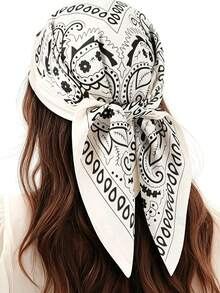 1pc Women's Basque Print Silk Square Scarf Headscarf Decorative Scarf Suitable For Daily Use - Multicolor - View 1
