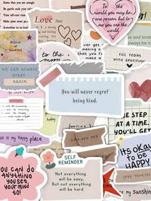 50pcs Inspirational Motivational Quote Stickers Pack, Mixed Color Paper Texture Encouragement Stickers, PVC Waterproof Self-Adhesive Stickers, Suitable For Planner, Notebook, Laptop, Water Bottle, Gift Box And Daily Decoration - Multicolor - View 6