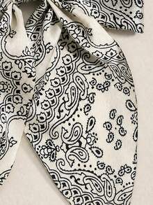 1pc Satin Paisley Bow Ribbon Hair Clip, Daily Wear, Paisley Pattern, Casual, Polyester, All Seasons - Beige - View 3