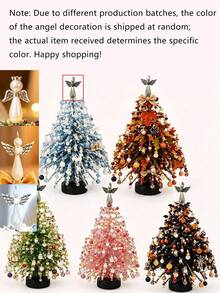 1 Set DIY Beaded Christmas Tree Kit, Handmade Beaded Craft Decoration, Includes Colorful Beads, Hanging Ornaments, Tree Topper And Base, Suitable For Desktop Holiday Display, Winter Home Decor, Christmas Party Decoration, Christmas DIY Craft - Multicolor - View 12