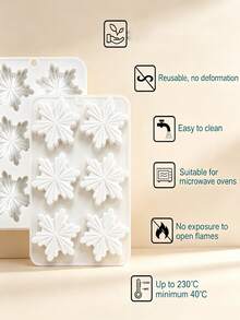 2pcs Snowflake Silicone Mold, 12-Cavity Snowflake Soap Mold, Chocolate Mold, Snowflake Ice Cube Mold, Christmas Party DIY Chocolate Candy Muffin Candle Mold - White - View 6