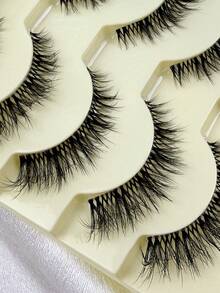 5 Pairs Cross Cirss Natural Look False Eyelashes Transparent Stem Catoon Lashes Fairy Style Design Perfect For Cosplay - Black - View 7