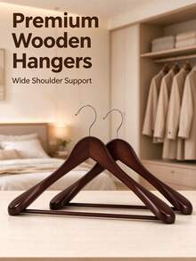 Wide Shoulder Wooden Hanger With 360° Rotating Metal Hook, Suitable For Organizing And Storing Suits, Shirts, Dresses, Coats, Creating A Comfortable, Tidy And Cozy Home Atmosphere, Ideal For Autumn/Winter Storage - Multicolor - View 10