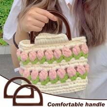 3pcs Handbag Making Materials, Including 2 Pre-Punched Faux Leather Bag Bottoms And 4 D-Shaped Bag Handles, Suitable For Crochet Bags, Wallet Making, DIY Wallet Making - Multicolor - View 8