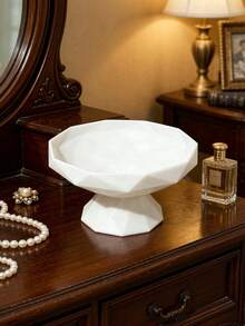 1PC Geometric Faceted Vanity Storage Tray, Diamond Cut Base Decorative Dish, Can Hold Jewelry, Perfume, Rings, Earrings, Lipstick, Modern Home Decor - Multicolor - View 9