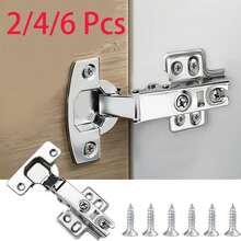 2/4/6pcs Soft Close Silent Cabinet Hinges, Full Coverage Hinges With Screws For Kitchen, Bathroom, Bedroom Cabinet Doors - Cabinet Hinges-4 PCs - View 1