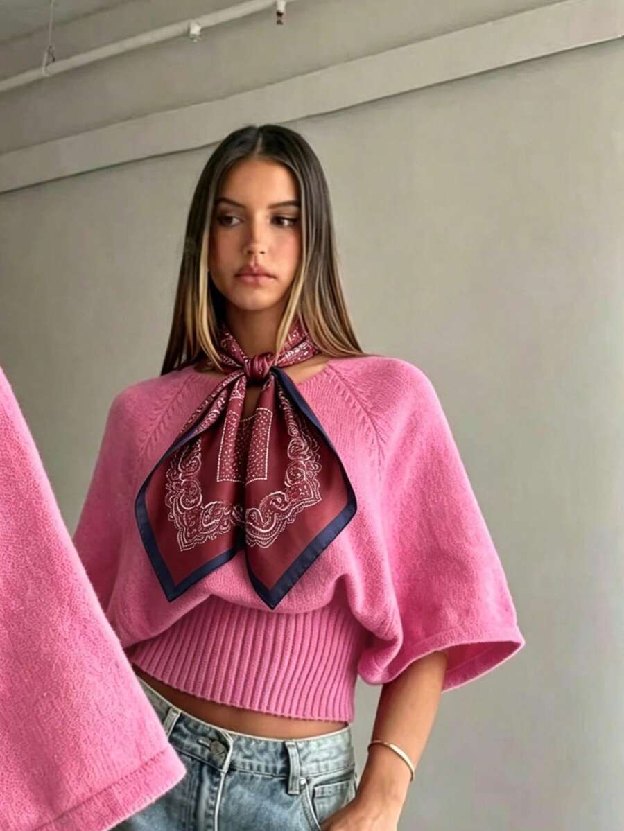 A Women's Luxurious Designer Chain Print Spring 70*70cm Bandana Scarf Headscarf Bag Tie, Suitable For Daily Wear - Burgundy - View 1