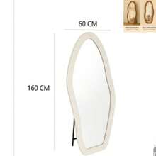 Full-Length Movable Viral-Style Irregular-Shaped Dressing Mirror, Integrated With A Hanger And Coat Rack For Girls' Bedrooms, Mango-Colored Floor-Standing Mirror. - 1PC - View 7