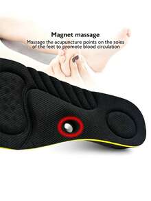 1 Pair Magnetic Arch Support Height Increasing Insoles, 2-4cm Invisible Massage Height Lift Full Length Shoe Pads For Men And Women, Suitable For Short People - Black - View 6