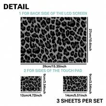 Grey Leopard Print Laptop Skin Sticker Set 3pcs Matte Texture Waterproof Scratch-Resistant Removable No Residue Laptop Decal - View 10